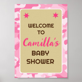 Póster Signo de bienvenida de Fiesta de cámara rosa edita