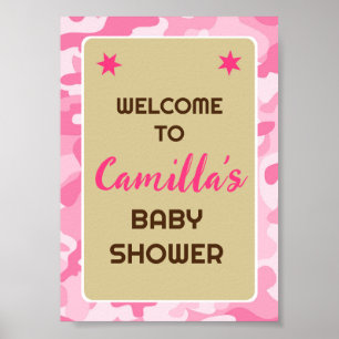 Póster Signo de bienvenida de Fiesta de cámara rosa edita