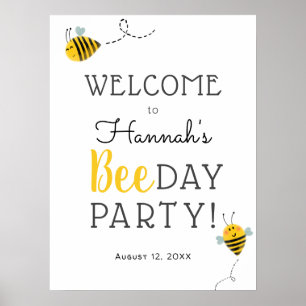 Póster Signo de bienvenida de fiesta de cumpleaños de Bee