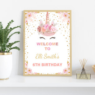 Póster Signo de bienvenida de fiesta de cumpleaños de uni