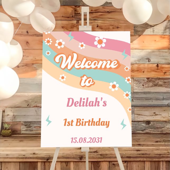 Póster Signo de bienvenida de fiesta de cumpleaños Groovy (Subido por el creador)