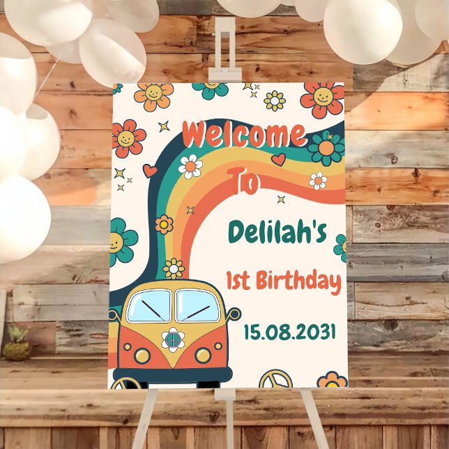 Póster Signo de bienvenida de fiesta de cumpleaños Groovy (Subido por el creador)