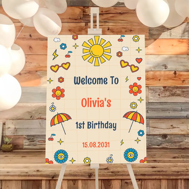 Póster Signo de bienvenida de fiesta de cumpleaños Groovy (Subido por el creador)