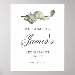 Póster Signo de bienvenida de Fiesta de retiro de golf de