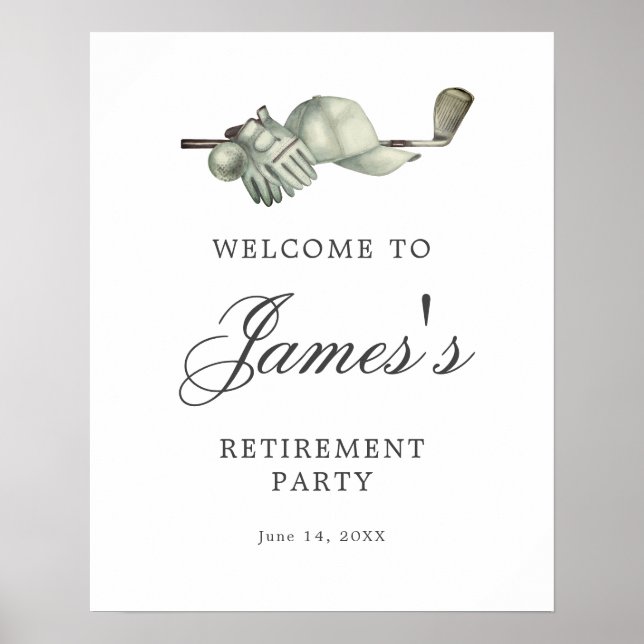 Póster Signo de bienvenida de Fiesta de retiro de golf de (Frente)