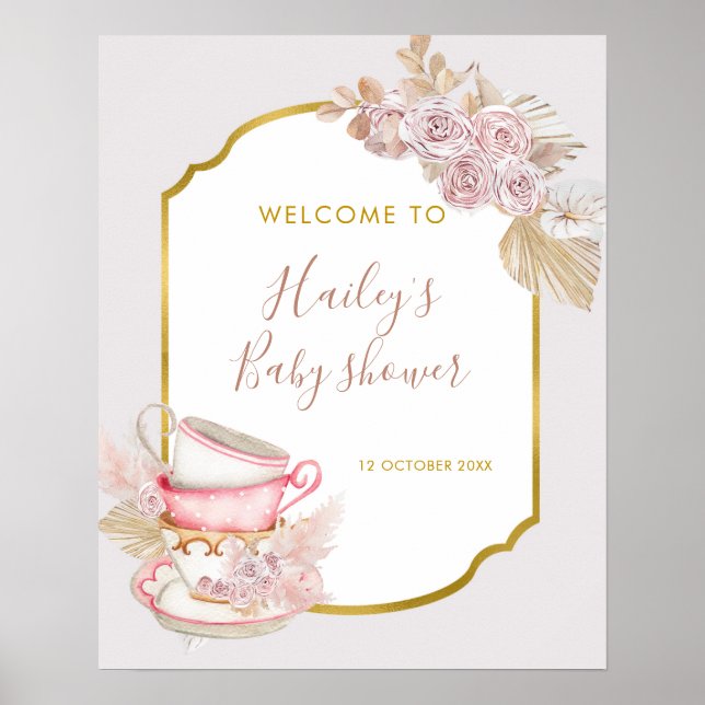 Póster Signo de bienvenida de Fiesta de té de época (Frente)