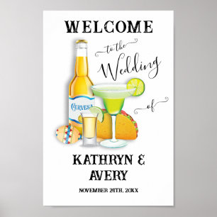 Póster Signo de bienvenida de Fiesta Margarita mexicana