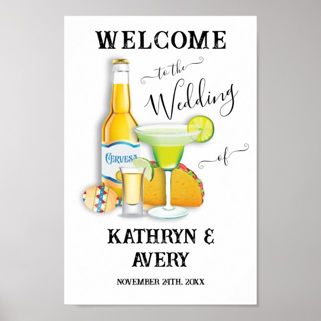 Póster Signo de bienvenida de Fiesta Margarita mexicana (Frente)
