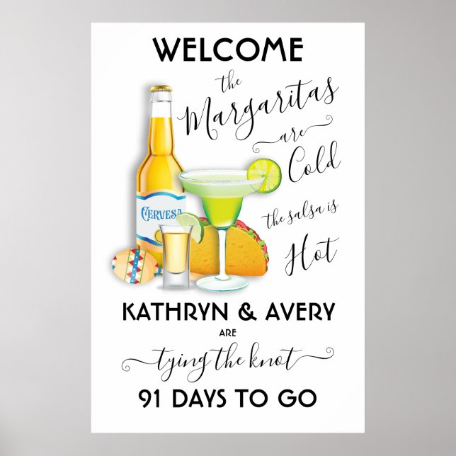Póster Signo de bienvenida de Fiesta Margarita mexicana (Frente)