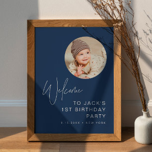 Póster Signo de bienvenida de foto de cumpleaños Minimali