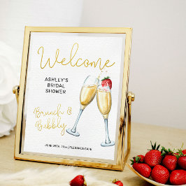Póster Signo de bienvenida de gafas de brunch y bubbly Ch