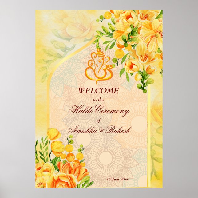 Póster Signo de bienvenida de Ganesha Haldi (Frente)
