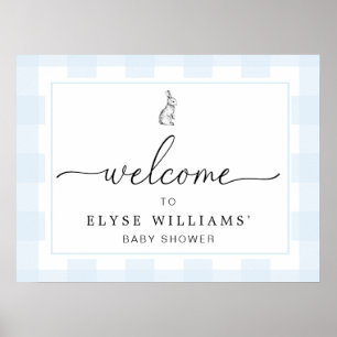 Póster Signo de bienvenida de Gingham Blue Rabbit