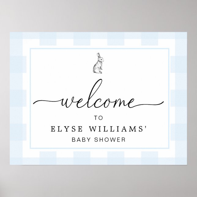 Póster Signo de bienvenida de Gingham Blue Rabbit (Frente)
