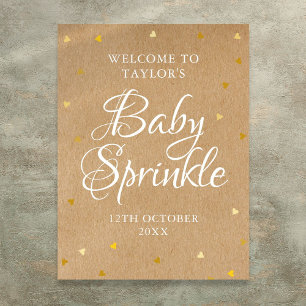 Póster Signo de bienvenida de Gold Love Hearts Baby Sprin