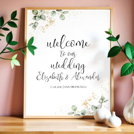 Póster Signo de bienvenida de Greenery Eucalyptus Boda