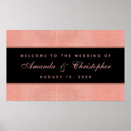 Póster Signo de bienvenida de guion rosa negro Rosa de bo