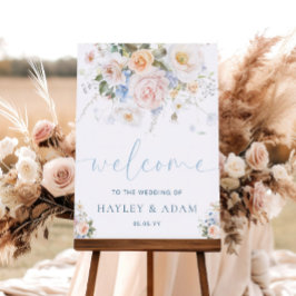Póster Signo de bienvenida de Hargrove Blue Floral Boda