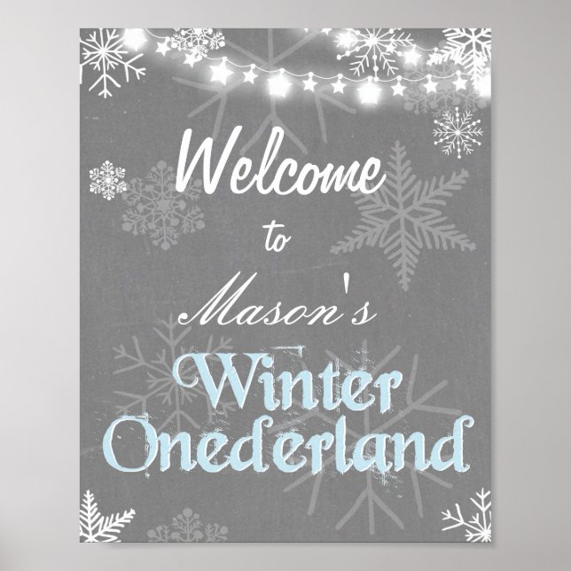 Póster Signo de bienvenida de invierno Nieve de niño de c (Frente)