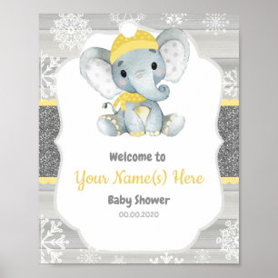 Póster Signo de bienvenida de invierno para elefantes ama