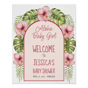 Póster Signo de bienvenida de la bebé tropical de Baby Sh