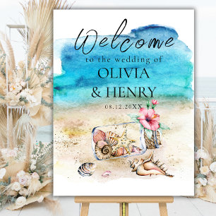 Póster Signo de bienvenida de la boda acuática Starfish B