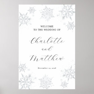 Póster Signo de bienvenida de la boda de invierno con cop