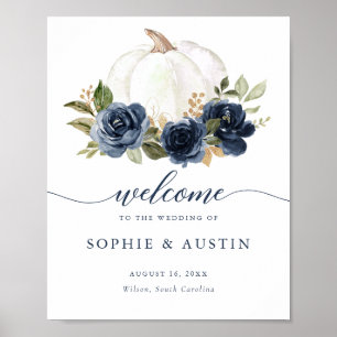 Póster Signo de bienvenida de la boda de la Bola Azul de 