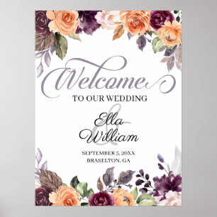 Póster Signo de bienvenida de la boda de la caída de la f