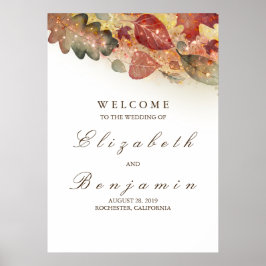Póster Signo de bienvenida de la boda de otoño