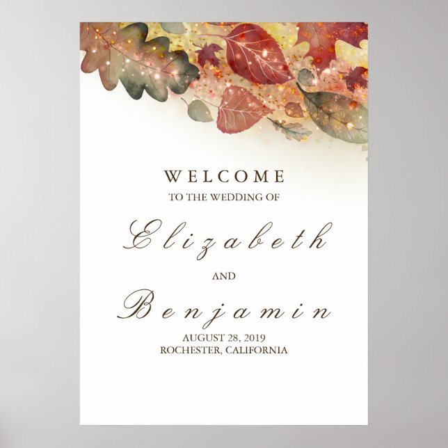 Póster Signo de bienvenida de la boda de otoño (Frente)