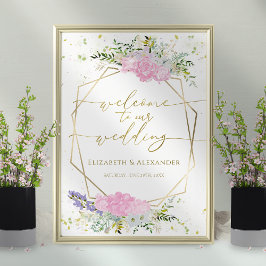 Póster Signo de bienvenida de la boda de primavera Flor s