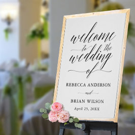Póster Signo de bienvenida de la boda elegante con escrit