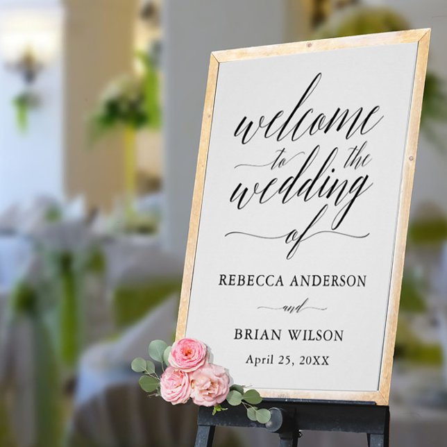 Póster Signo de bienvenida de la boda elegante con escrit (Subido por el creador)