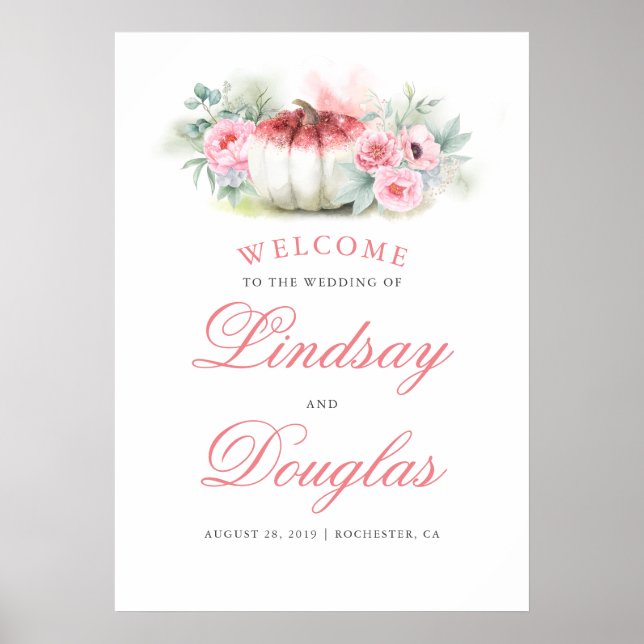 Póster Signo de bienvenida de la boda otoñal de las calab (Frente)