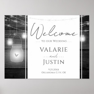 Póster Signo de bienvenida de la Boda Rustic Boho Wood