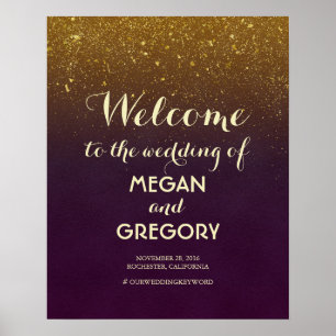 Póster Signo de bienvenida de la boda ventilado con Purpu