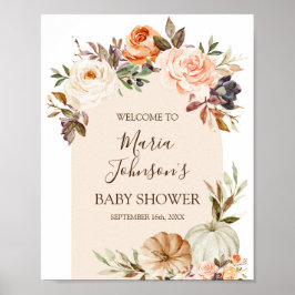 Póster Signo de bienvenida de la Boho Floral Pumpkin Baby