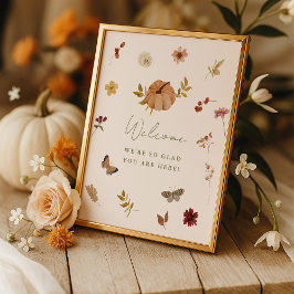 Póster Signo de bienvenida de la calabaza Rushall Fall