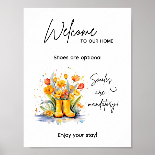 Póster Signo de bienvenida de la casa de alquiler de vaca (Frente)