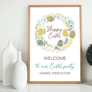 Póster Signo de bienvenida de la caza de huevos de Brunch