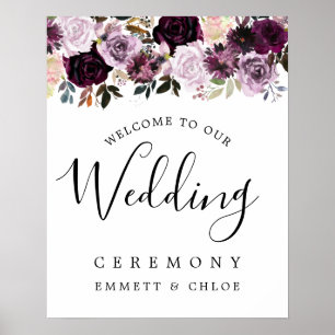 Póster Signo de bienvenida de la ceremonia de Boda de col