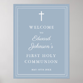 Póster Signo de bienvenida de la comunión azul turquesa m