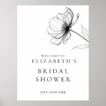 Signo de bienvenida de la ducha con flores de Moda