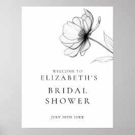 Póster Signo de bienvenida de la ducha con flores de Moda