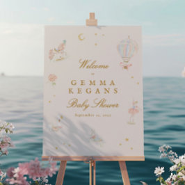 Póster signo de bienvenida de la ducha de bebé botánica b