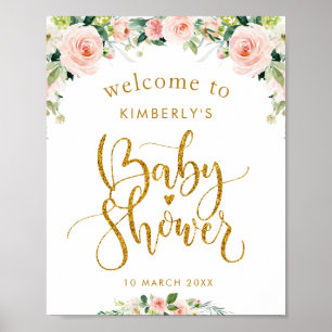 Póster signo de bienvenida de la ducha de bebé de color r