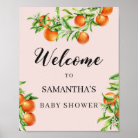 Signo de bienvenida de la ducha de bebé del naranj