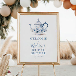 Póster Signo de bienvenida de la ducha de la Fiesta de té