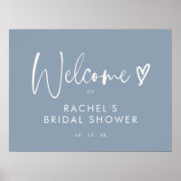 Signo de bienvenida de la ducha de novia azul turq